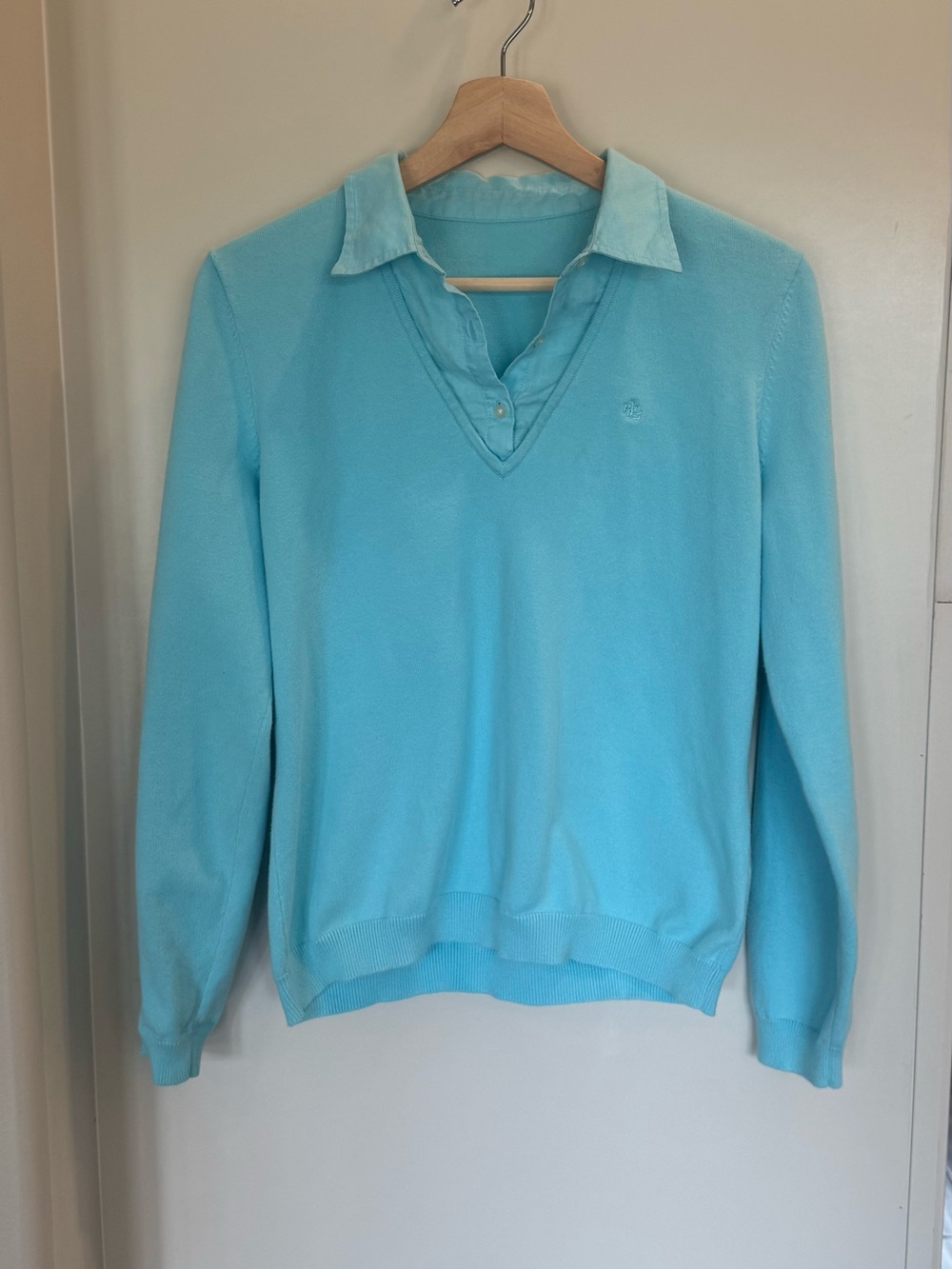 Lauren Ralph Lauren Women Medium Collared Button Up Sweater Old Money Minimalist